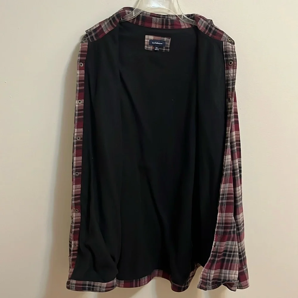 Croft & Barrow mens flannel shirt shacket XL fleece lined plaid outdoor warm